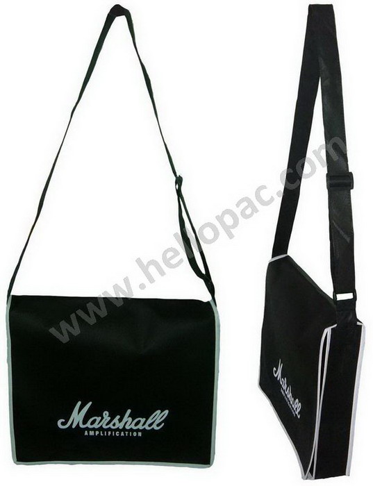 Reusable Promotional NonWoven Messenger Bag with Long Adjustable Shoulder Handle