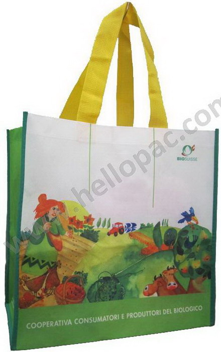 Biodegradable Heavy-Duty Promotional Reused RPET Non Woven Giveaway Shopping Bag with Carriable Tote Handle and Sublimation Printing for Recycled Packaging