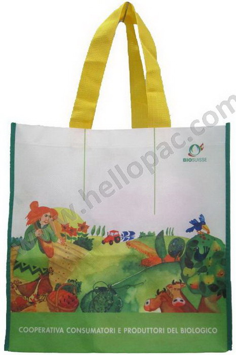Biodegradable Heavy-Duty Promotional Reused RPET Non Woven Giveaway Shopping Bag with Carriable Tote Handle and Sublimation Printing for Recycled Packaging
