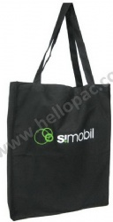 Recycled Promotional Black Twill Cotton Tote Shopping Bag with Long Handle