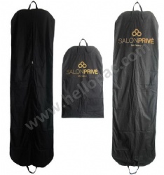 Reusable Dust Proof Black Cotton Long Dress Cover Bag with Handle and Zipper