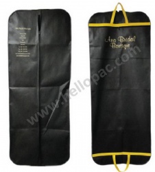 Reusable Dust Proof Black NonWoven Long Wedding Dress Gown Cover Bag with Handle and Zipper