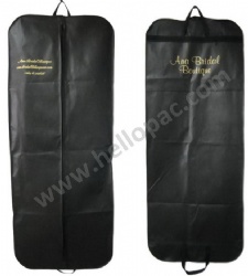 Reusable Dust Proof Black NonWoven Long Wedding Dress Gown Cover Bag with Handle and Zipper