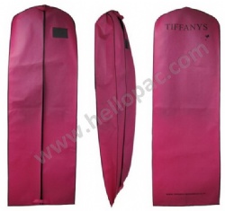 Reusable Dust Proof Pink NonWoven Long Wedding Dress Gown Cover Bag with Handle and Zipper