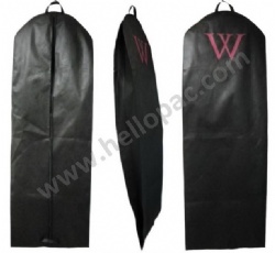 Reusable Dust Proof Black NonWoven Long Wedding Dress Gown Cover Bag with Handle and Zipper