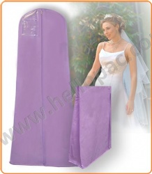 Reusable Dust Proof Purple Non Woven Wedding Dress Cover for Bridal Gown with Zipper and Print