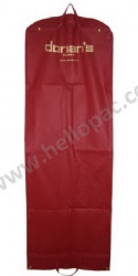 Reusable Dust Proof Foldable Wine Red Non Woven Wedding Dress Cover for Bridal Gown with Handle and Zipper