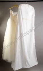 Reusable Dust Proof White Non Woven Wedding Dress Cover for Bridal Gown with Zipper and Print