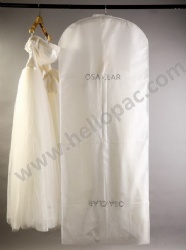 Reusable Dust Proof White Non Woven Wedding Dress Cover for Bridal Gown with Zipper and Print