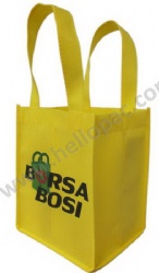 Reusable Reinforced Carriable Non Woven Wine Bottle Bag for 4 Bottles with Tote Handle