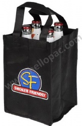 Reusable Reinforced Carriable Non Woven Wine Bottle Bag for 4 Bottles with Tote Handle