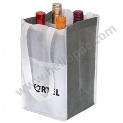 Reusable Reinforced Carriable Non Woven Wine Bottle Bag for 4 Bottles with Tote Handle