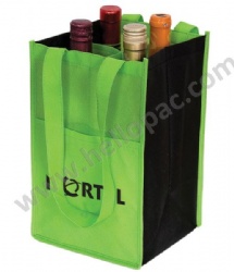 Reusable Reinforced Carriable Non Woven Wine Bottle Bag for 4 Bottles with Tote Handle