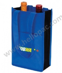 Reusable Reinforced Carriable Non Woven Wine Bottle Bag for 2 Bottles with Tote Handle