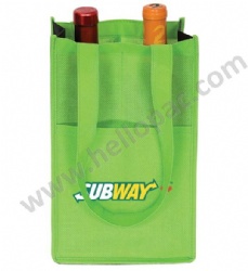 Reusable Reinforced Carriable Non Woven Wine Bottle Bag for 2 Bottles with Tote Handle