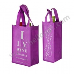 Reusable Reinforced Carriable Non Woven Wine Bottle Bag for 1 Bottle with Tote Handle