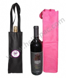 Reusable Reinforced Carriable Non Woven Wine Bottle Bag for 1 Bottle with Tote Handle