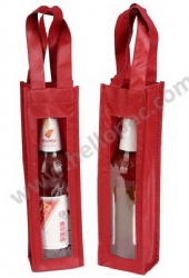 Reusable Reinforced Carriable Non Woven Wine Bottle Bag for 1 Bottle with Tote Handle