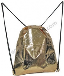 Promotional Reusable Metallic Gold Laminated Non Woven Shopping Gift Bag with Drawstring Cord and CMYK Lamination Print