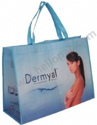 Heavy-Duty Promotional Laminate RPET Giveaway Shopping Bag with Carriable Tote Handle and CMYK Lamination Print for Luxury Packaging