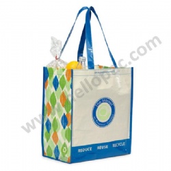 Heavy-Duty Promotional Laminate RPET Giveaway Shopping Bag with Carriable Tote Handle and CMYK Lamination Print for Luxury Packaging