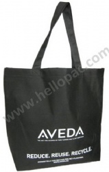 Heavy-Duty Promotional Black Reused RPET Giveaway Shopping Bag with Carriable Tote Handle and Customized Print for Recycled Packaging