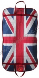 Reusable Luxury Cotton Suit Covers with Full Side UK Flag Print and Carriable Tote Handle and Zipper Closure for Garment Storage