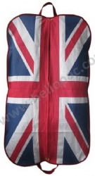 Reusable Luxury Cotton Suit Covers with Full Side UK Flag Print and Carriable Tote Handle and Zipper Closure for Garment Storage