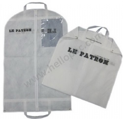 Recyclable Marketing Promotion Folding Non Woven Suit Cover with Carriable Tote Handle and Zipper Closure and Clear PVC Window for the Storage of Costume