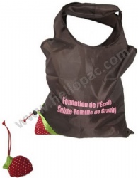 Folding Polyester Strawberry Bag with Drawstring Rope